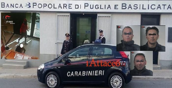 Rapinarono banca nel Tarantino, arrestati tre pluripregiudicati di Cerignola
