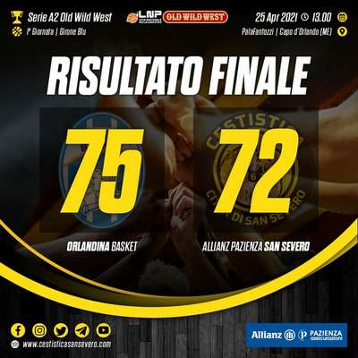 La storia si ripete e la Cestistica San Severo riesce a perdere clamorosamente contro l'Orlandina 75-72