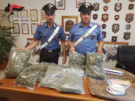 Trinitapoli: arrestato perchè viaggiava in auto con oltre cinque chili di marijuana